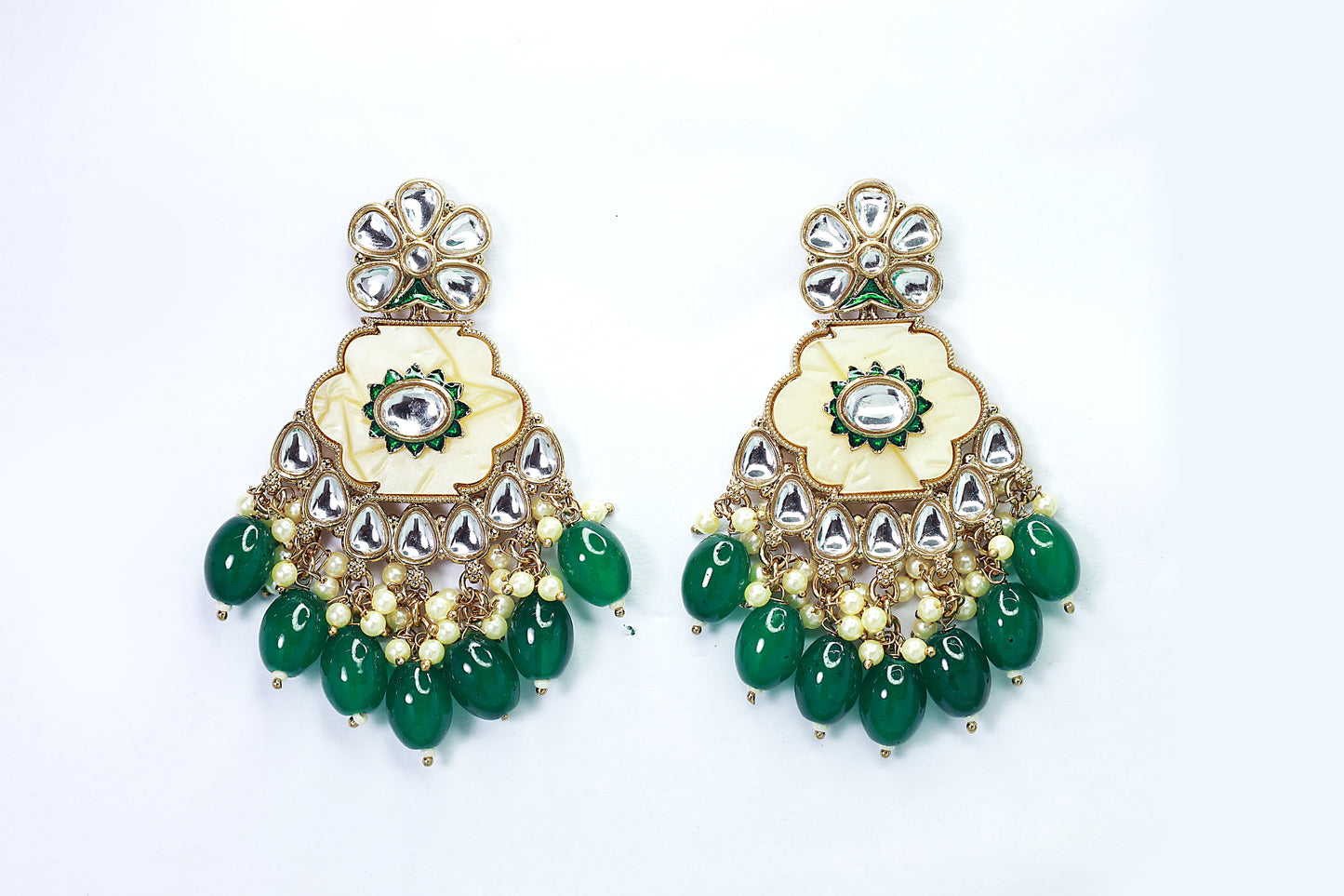 Kundan Beads Earring With Gold Plating