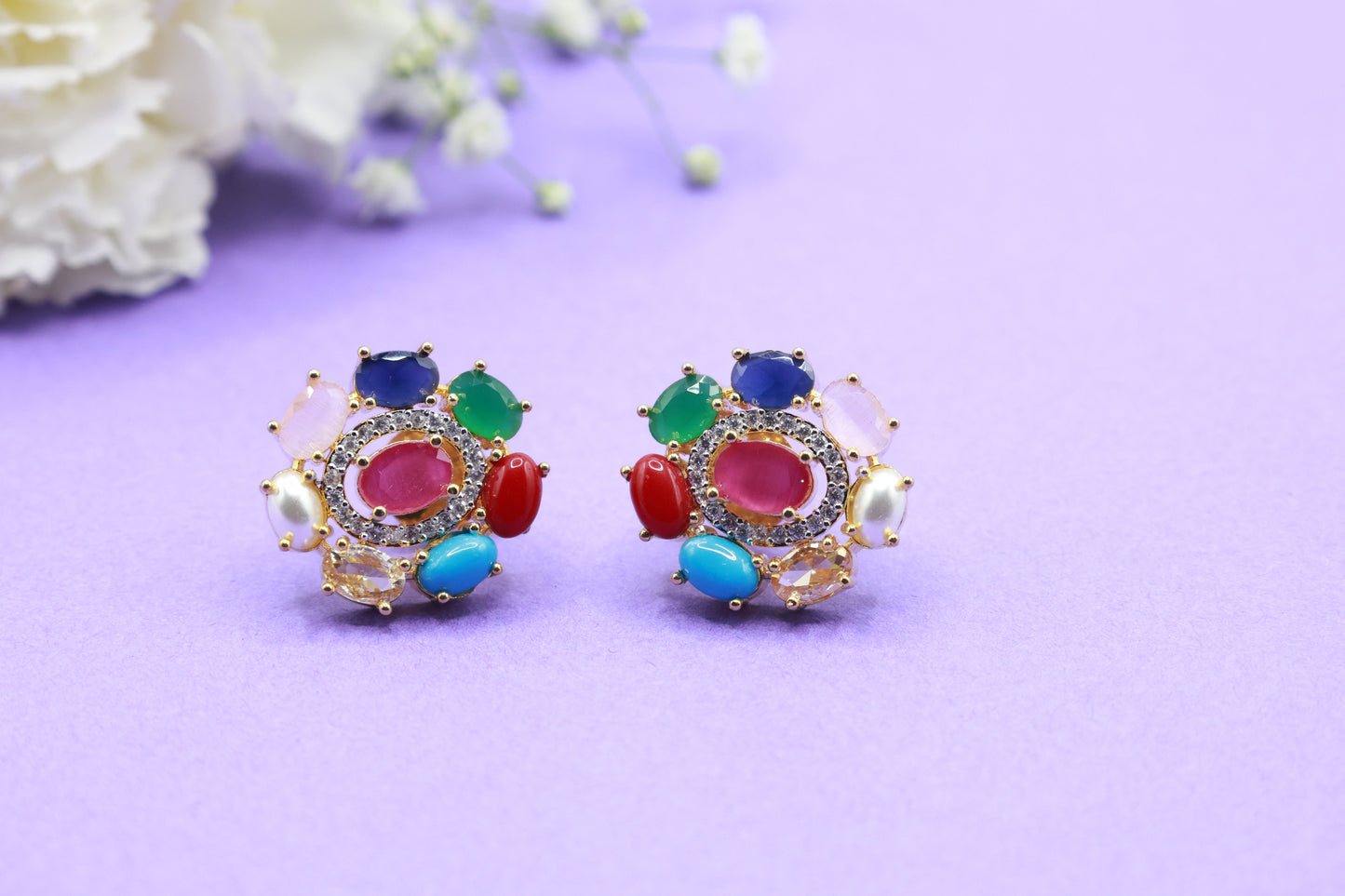 Stunning Navaratna Stone Earring