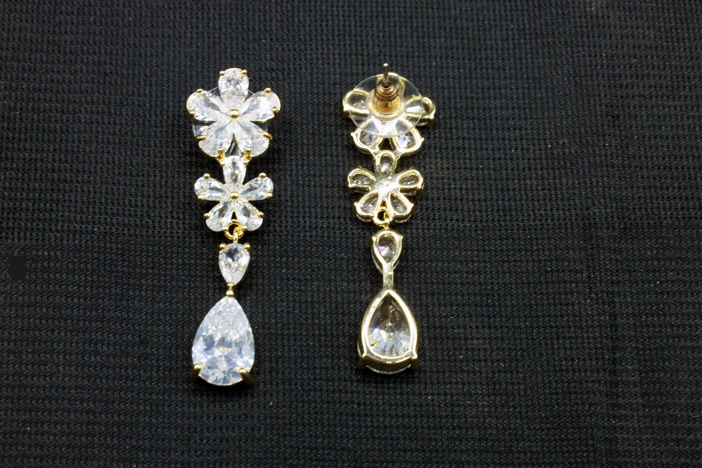 White Stone Drop Earrings