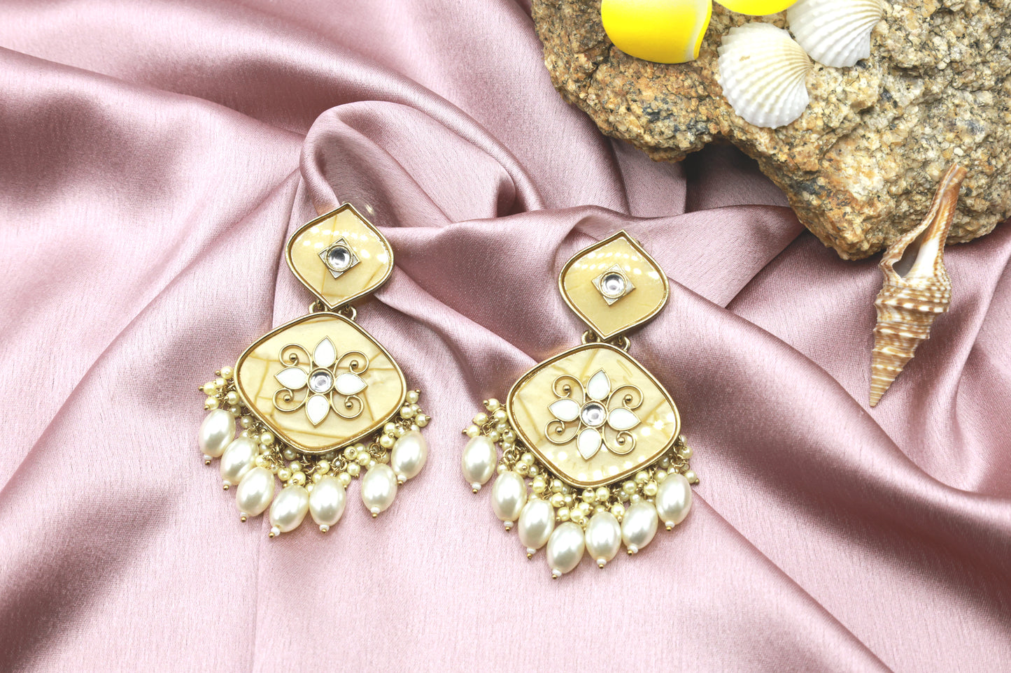 Kundan Beads Earring With Gold Plating
