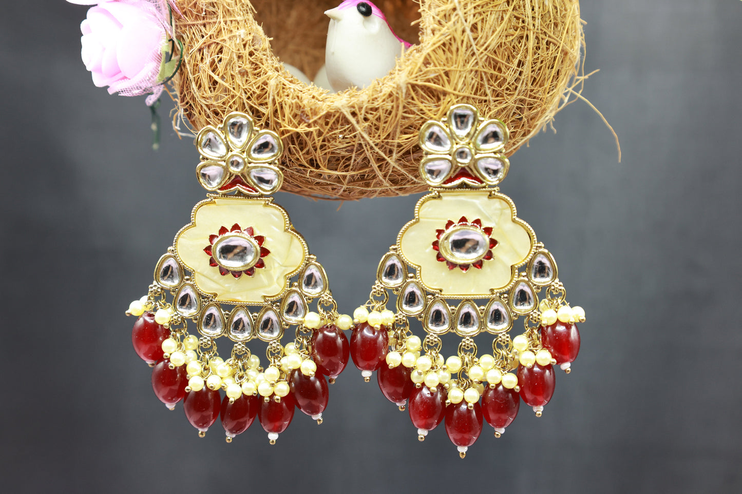 Kundan Beads Earring With Gold Plating