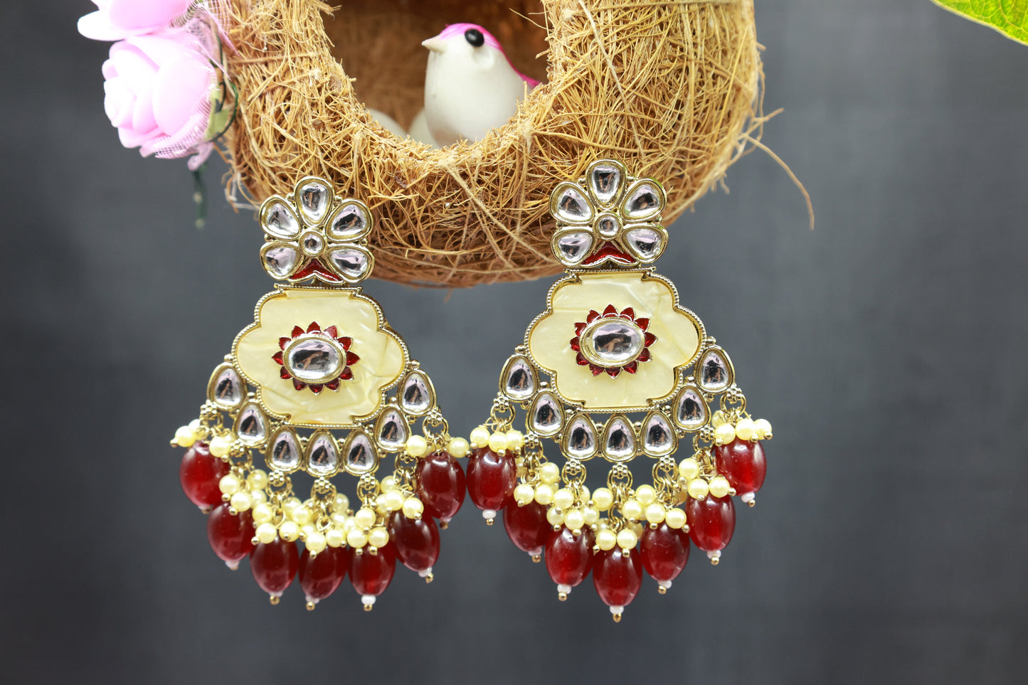 Kundan Beads Earring With Gold Plating
