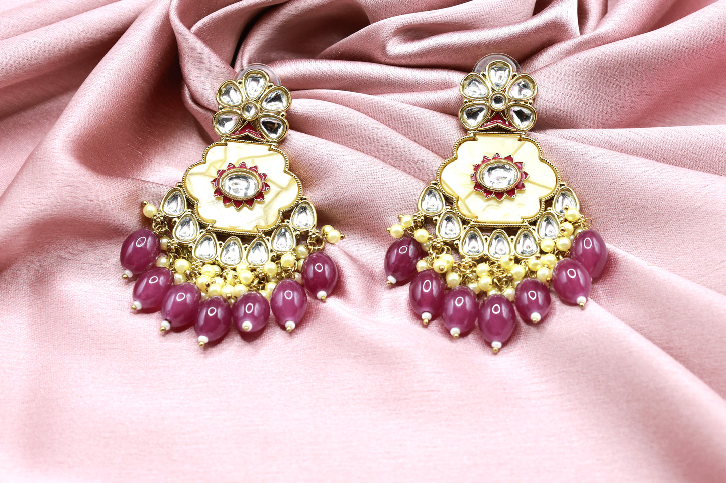 Kundan Beads Earring With Gold Plating