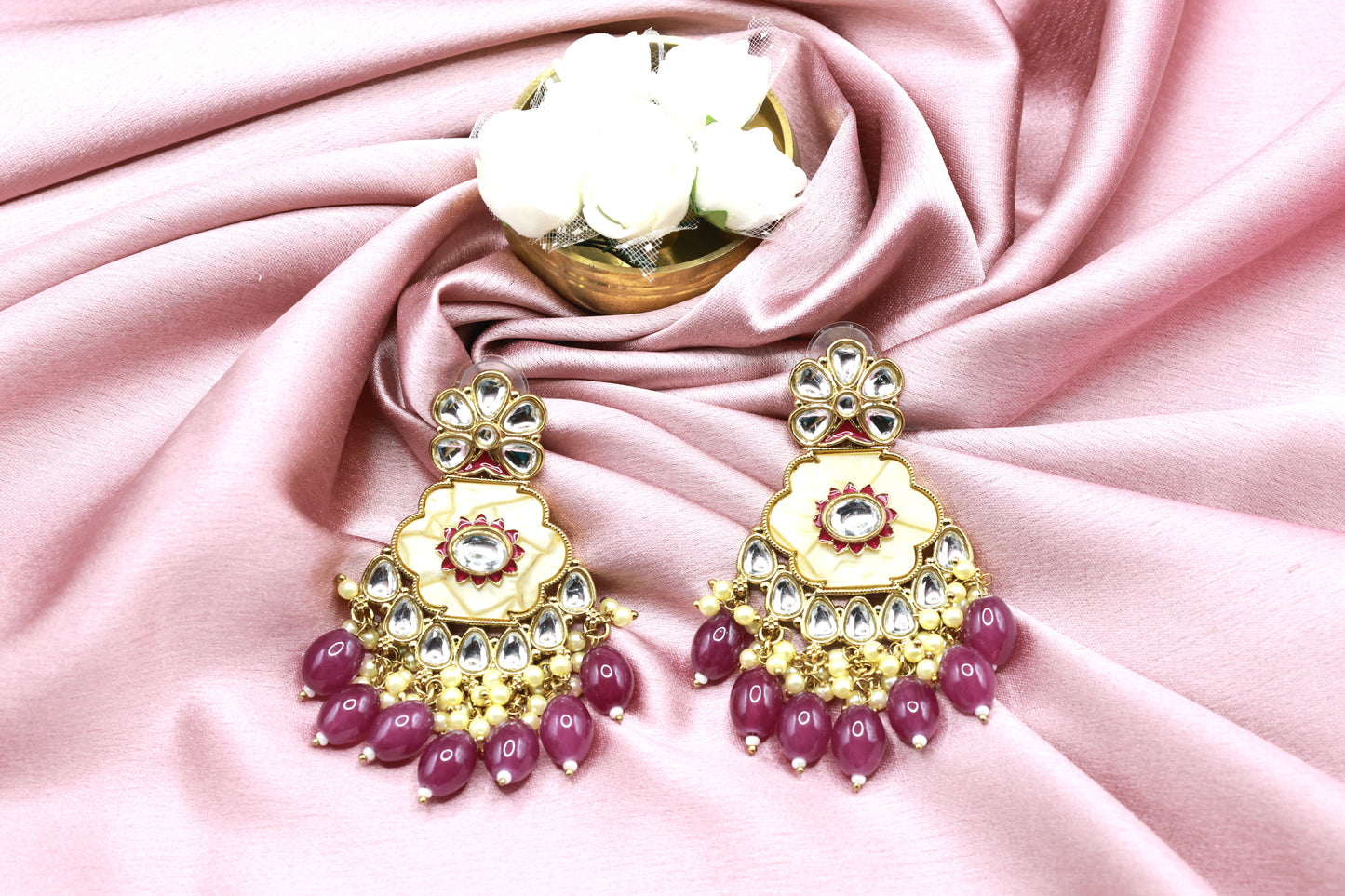 Kundan Beads Earring With Gold Plating