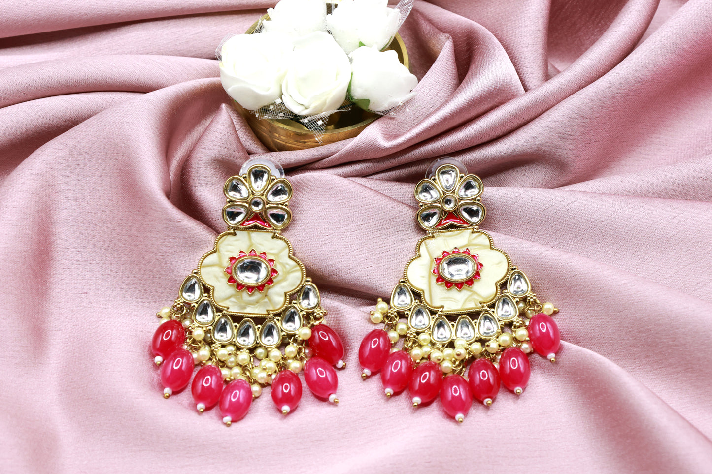 Kundan Beads Earring With Gold Plating