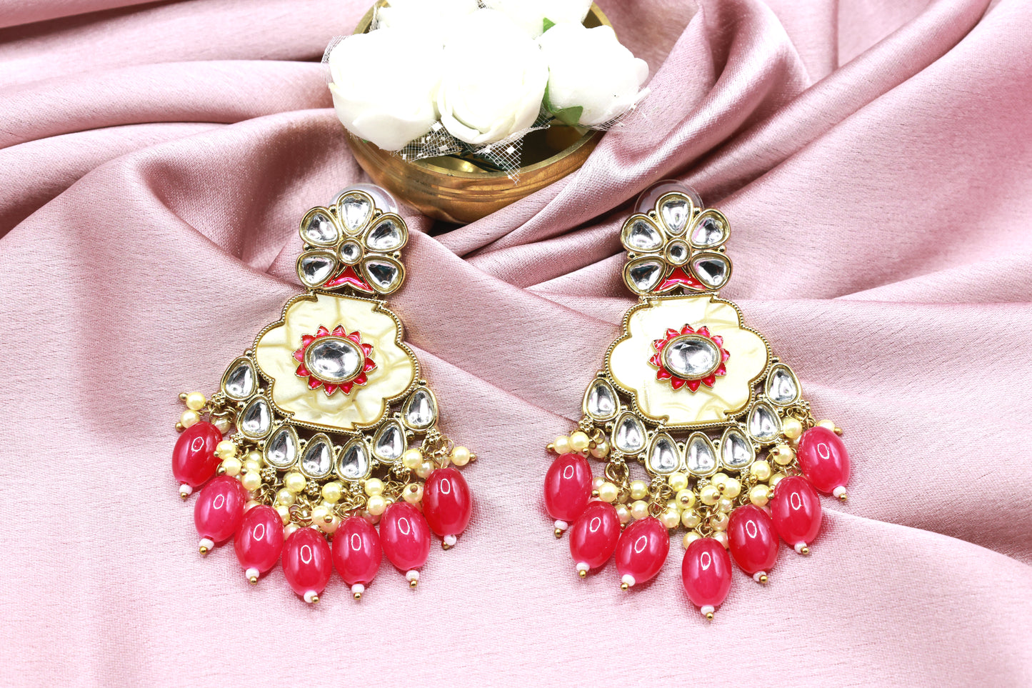 Kundan Beads Earring With Gold Plating
