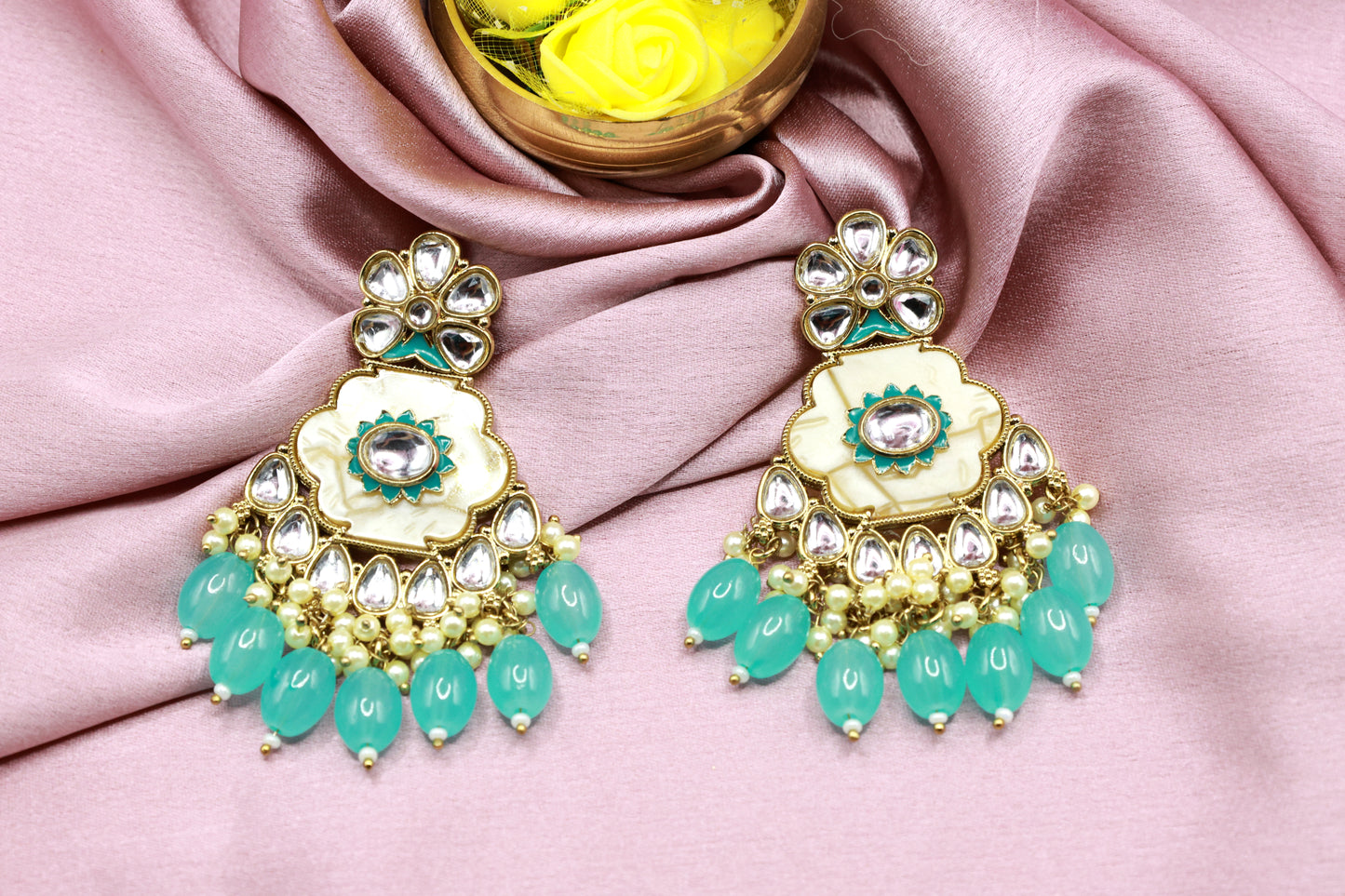 Kundan Beads Earring With Gold Plating