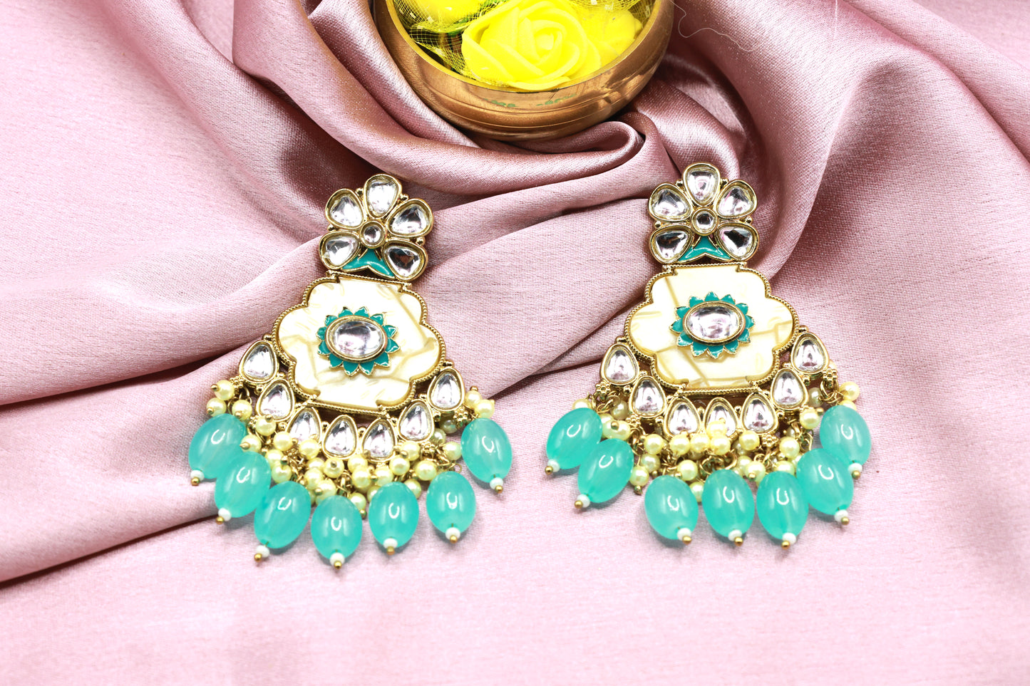 Kundan Beads Earring With Gold Plating