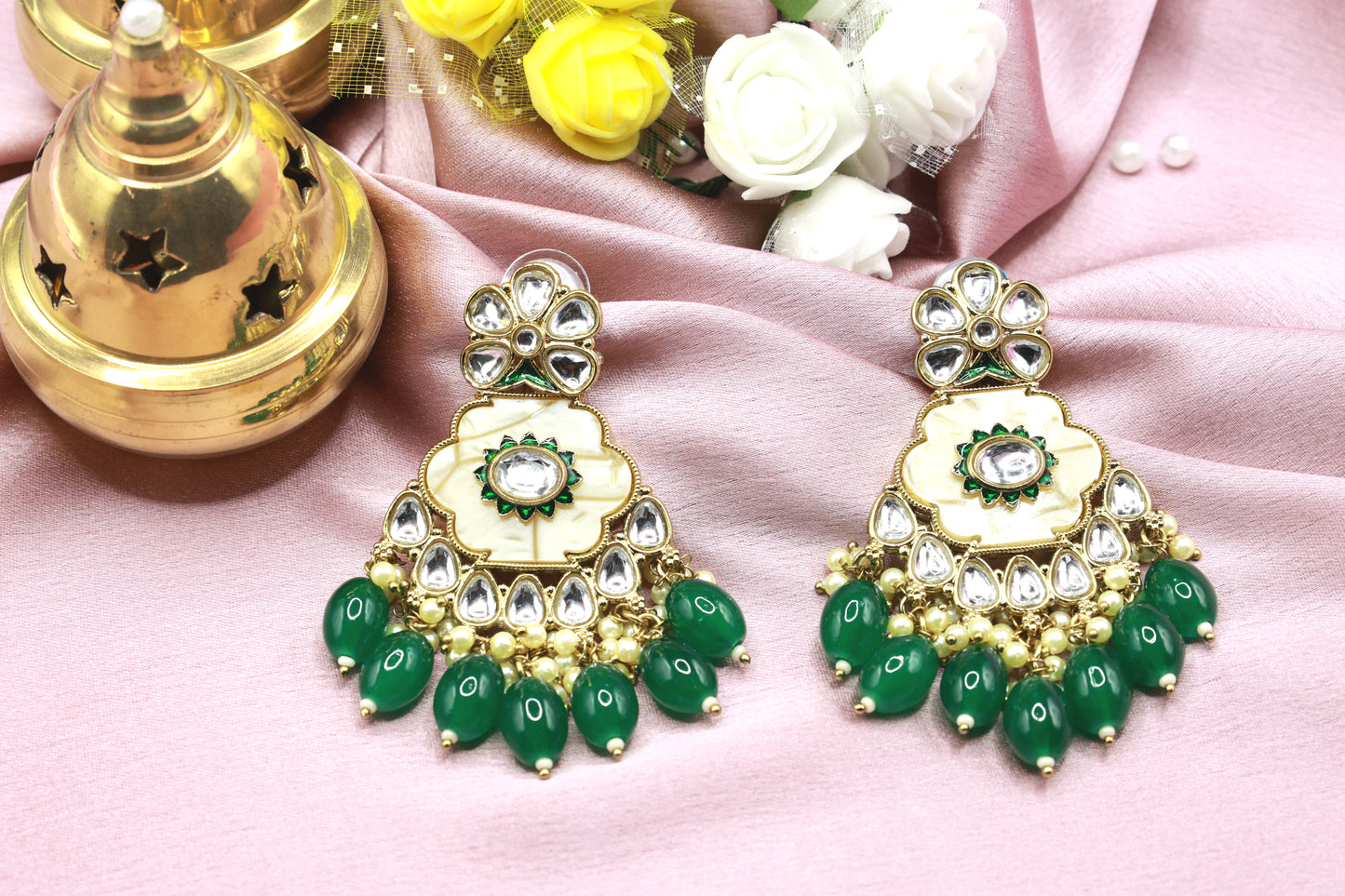 Kundan Beads Earring With Gold Plating