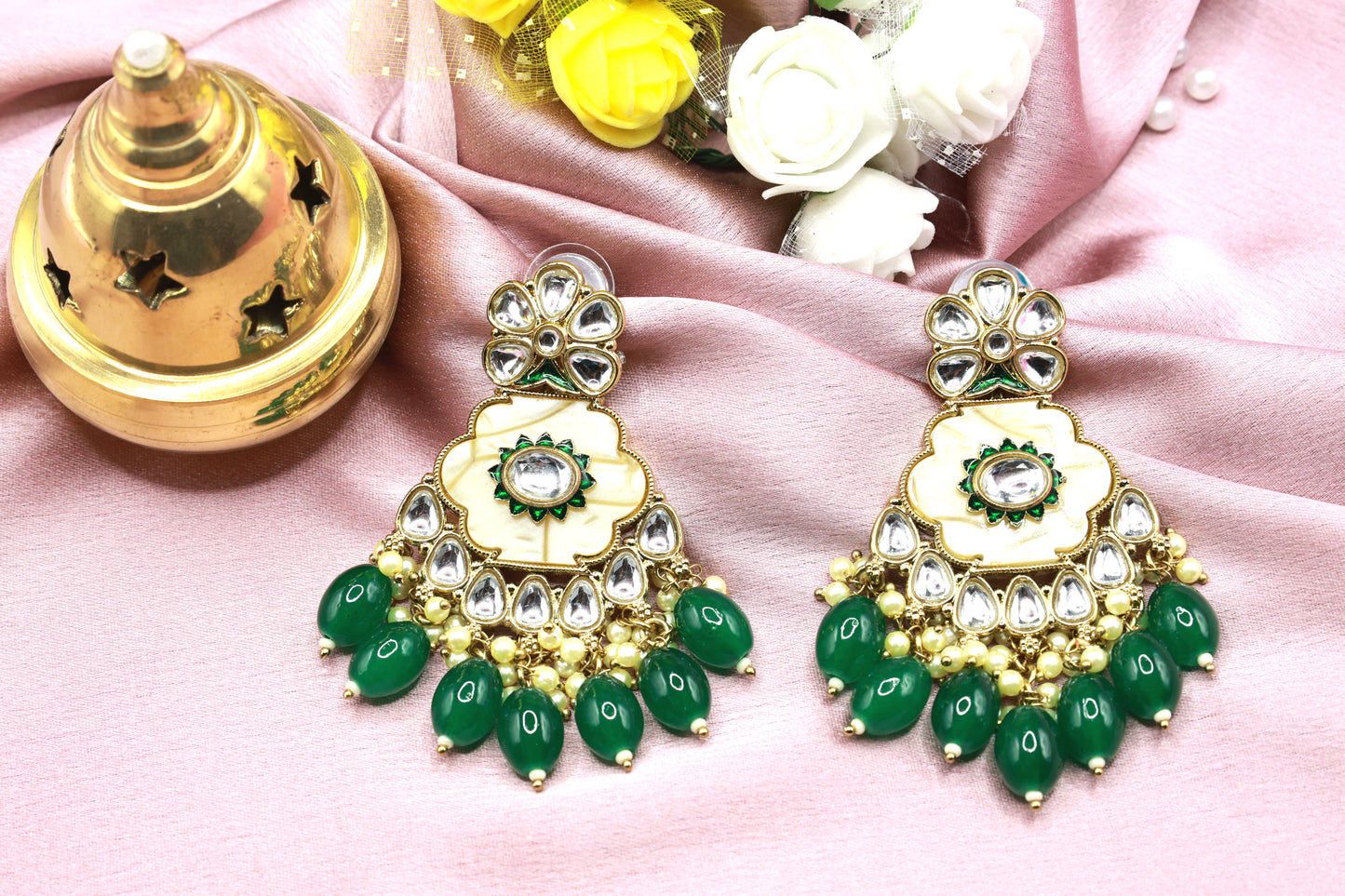 Kundan Beads Earring With Gold Plating