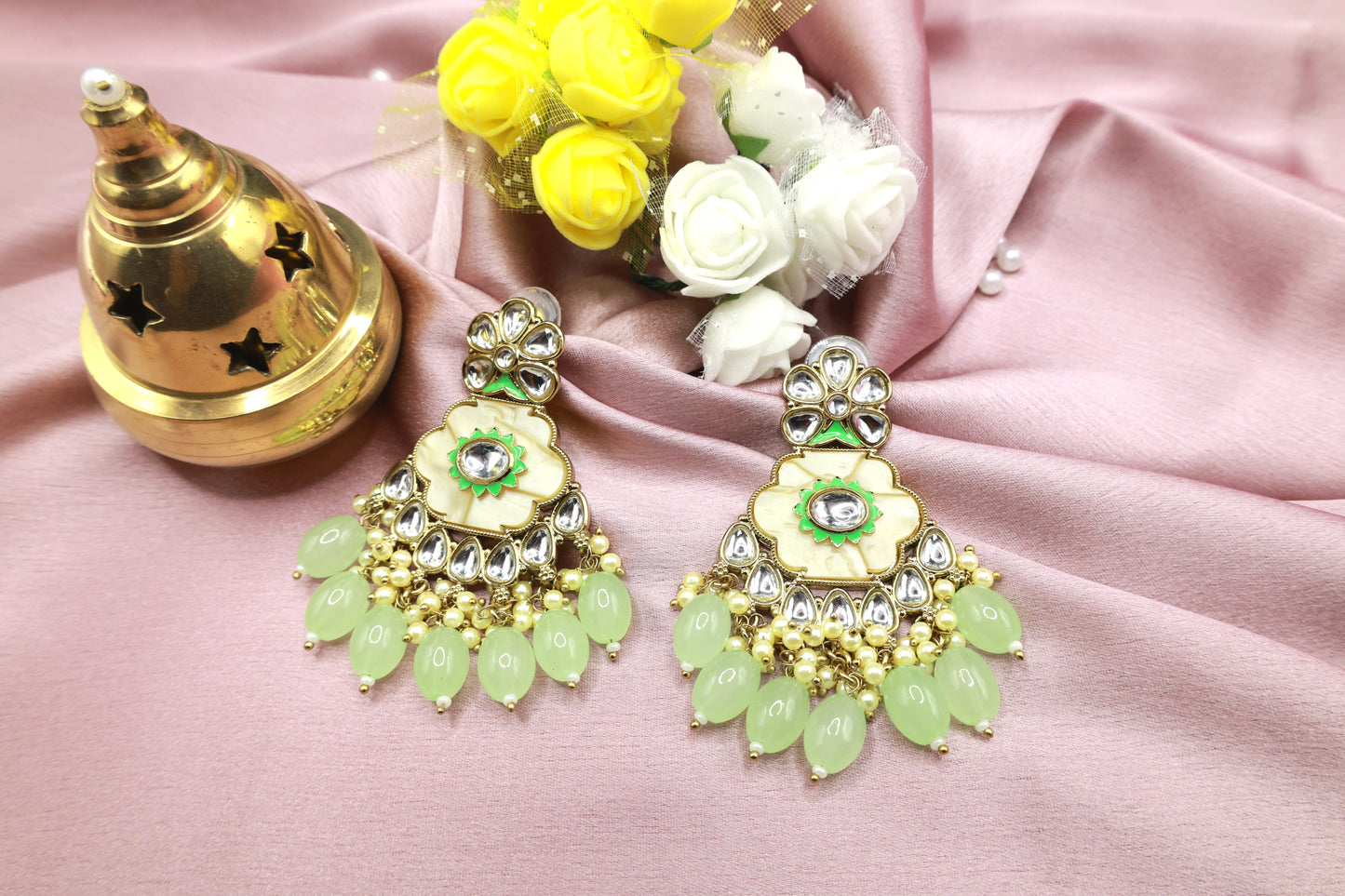 Kundan Beads Earring With Gold Plating