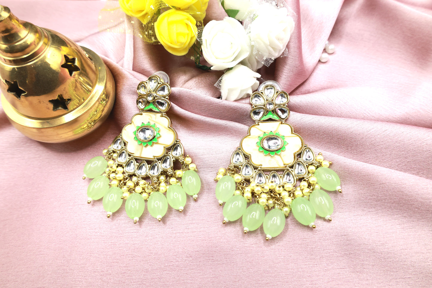 Kundan Beads Earring With Gold Plating