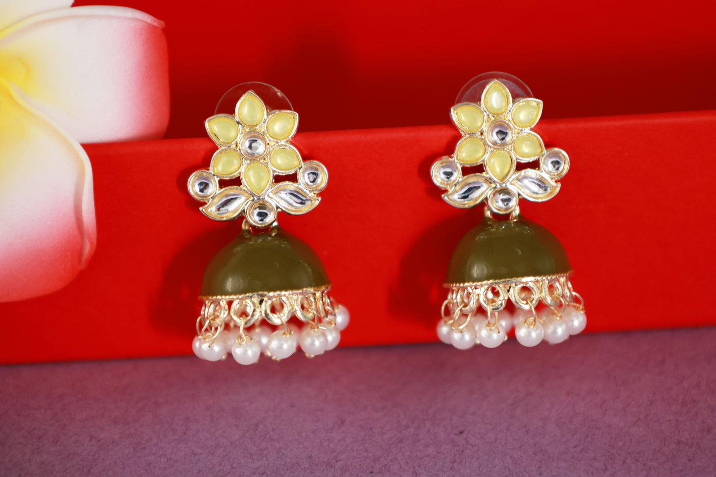 Green Enamel Ethnic Jhumka