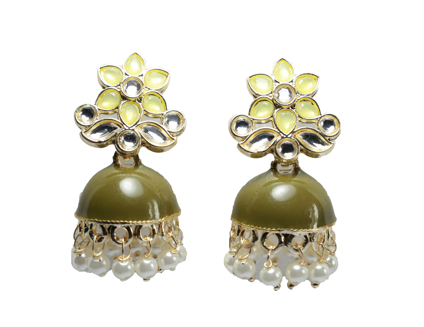 Green Enamel Ethnic Jhumka