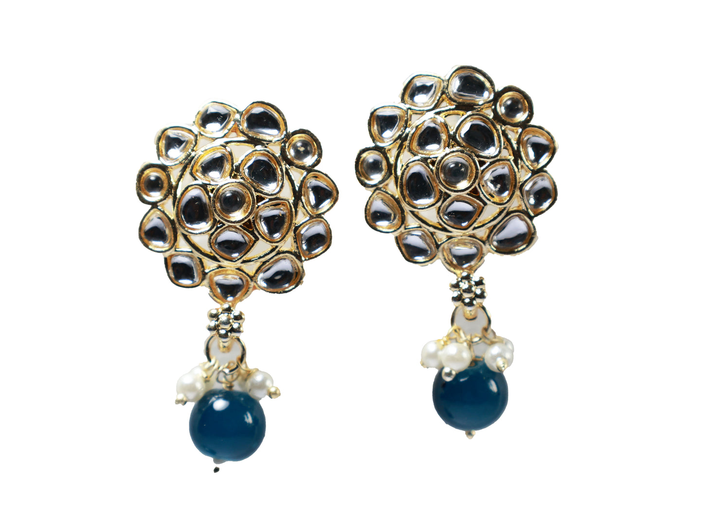 Gold Toned Kundan Studded Drop Earring