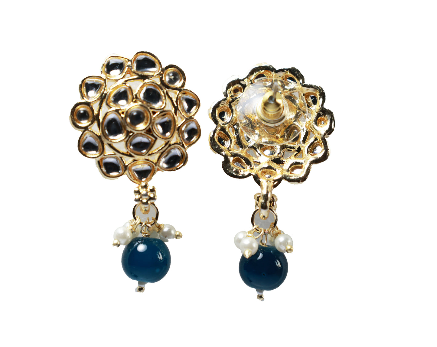 Gold Toned Kundan Studded Drop Earring