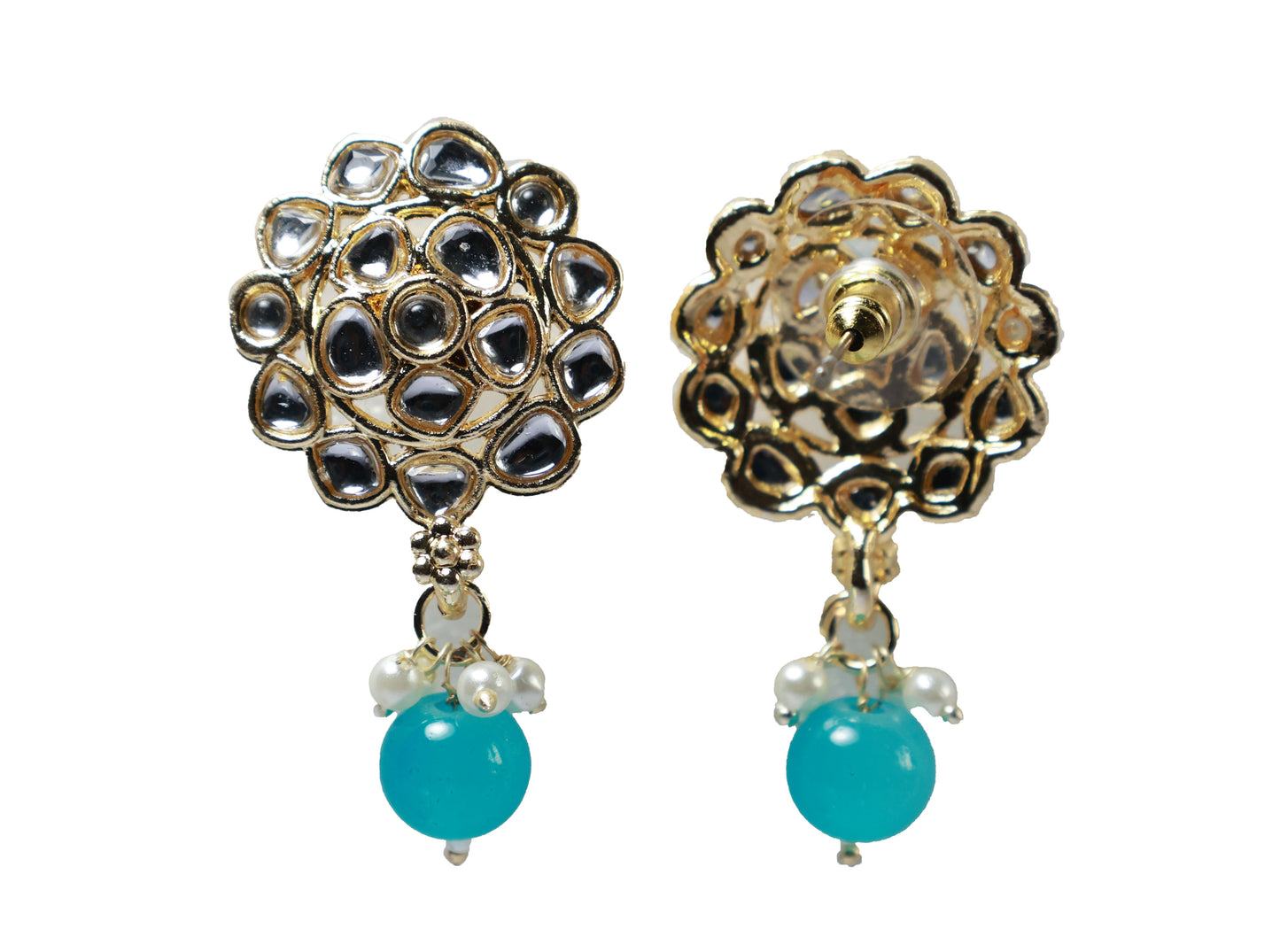 Gold Toned Kundan Studded Drop Earring