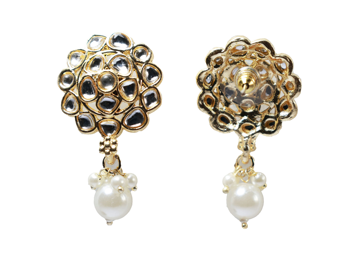 Gold Toned Kundan Studded Drop Earring