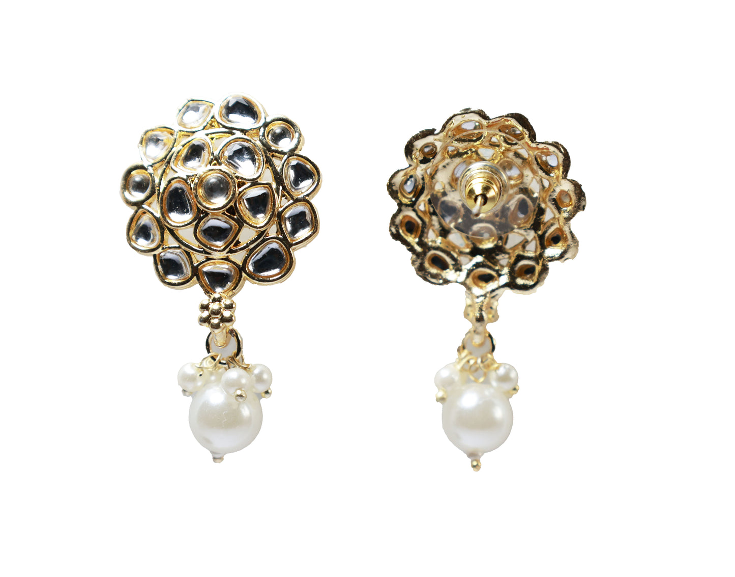Gold Toned Kundan Studded Drop Earring