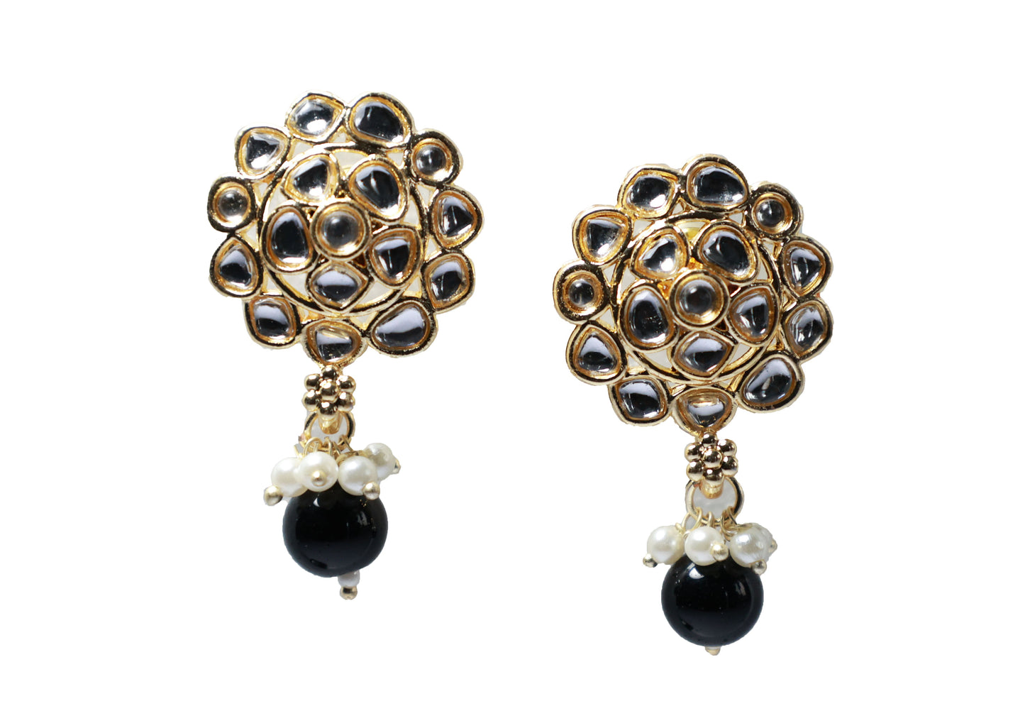 Gold Toned Kundan Studded Drop Earring
