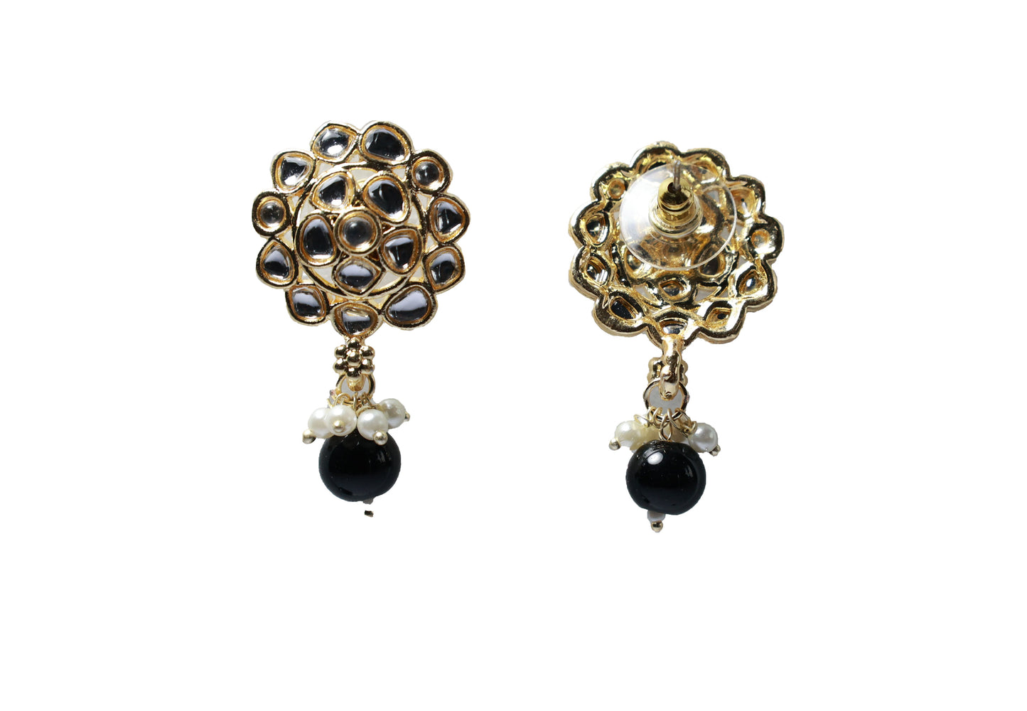 Gold Toned Kundan Studded Drop Earring