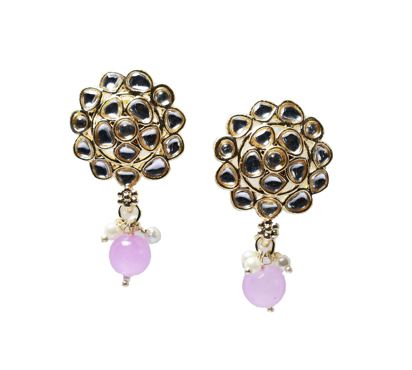 Gold Toned Kundan Studded Drop Earring