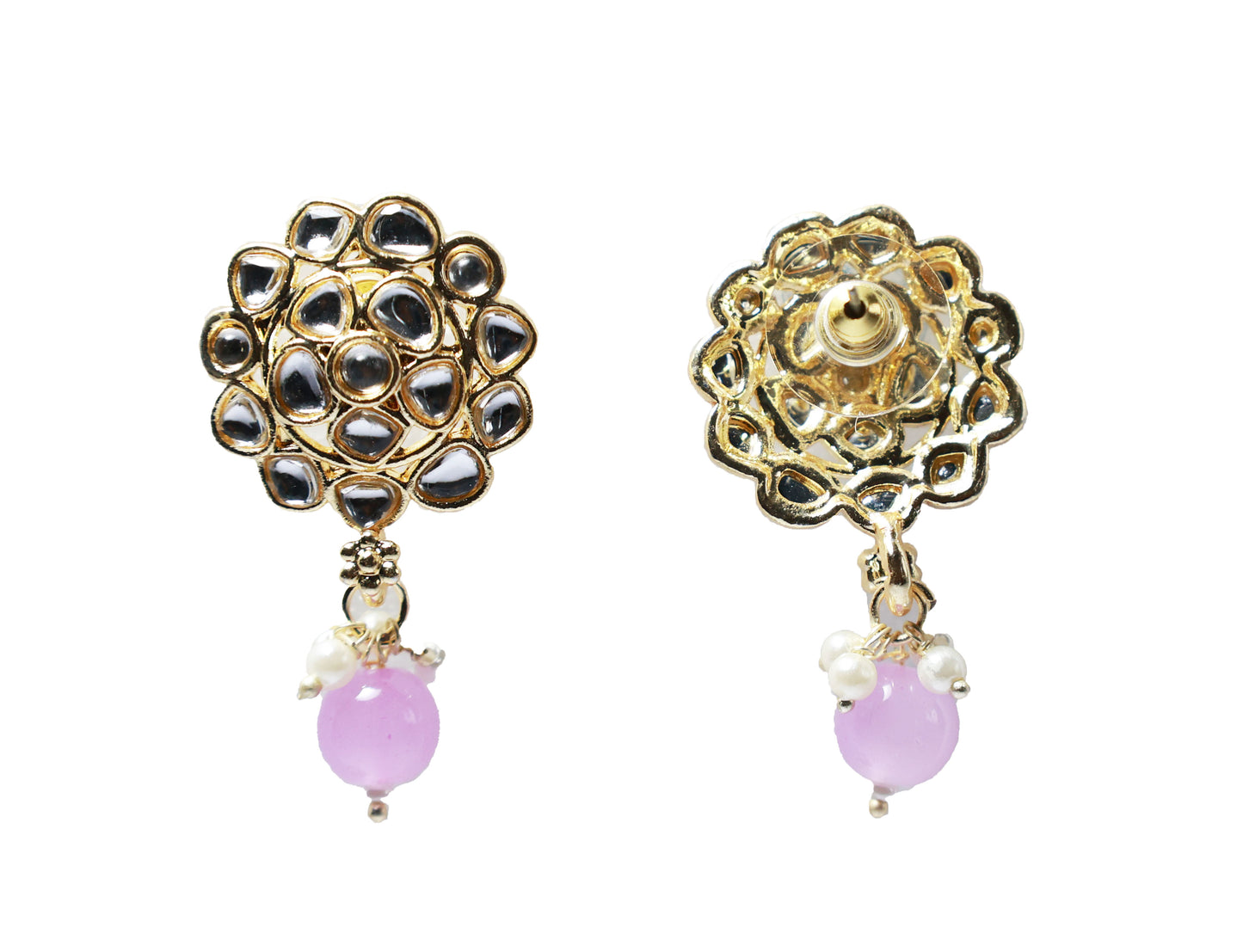 Gold Toned Kundan Studded Drop Earring