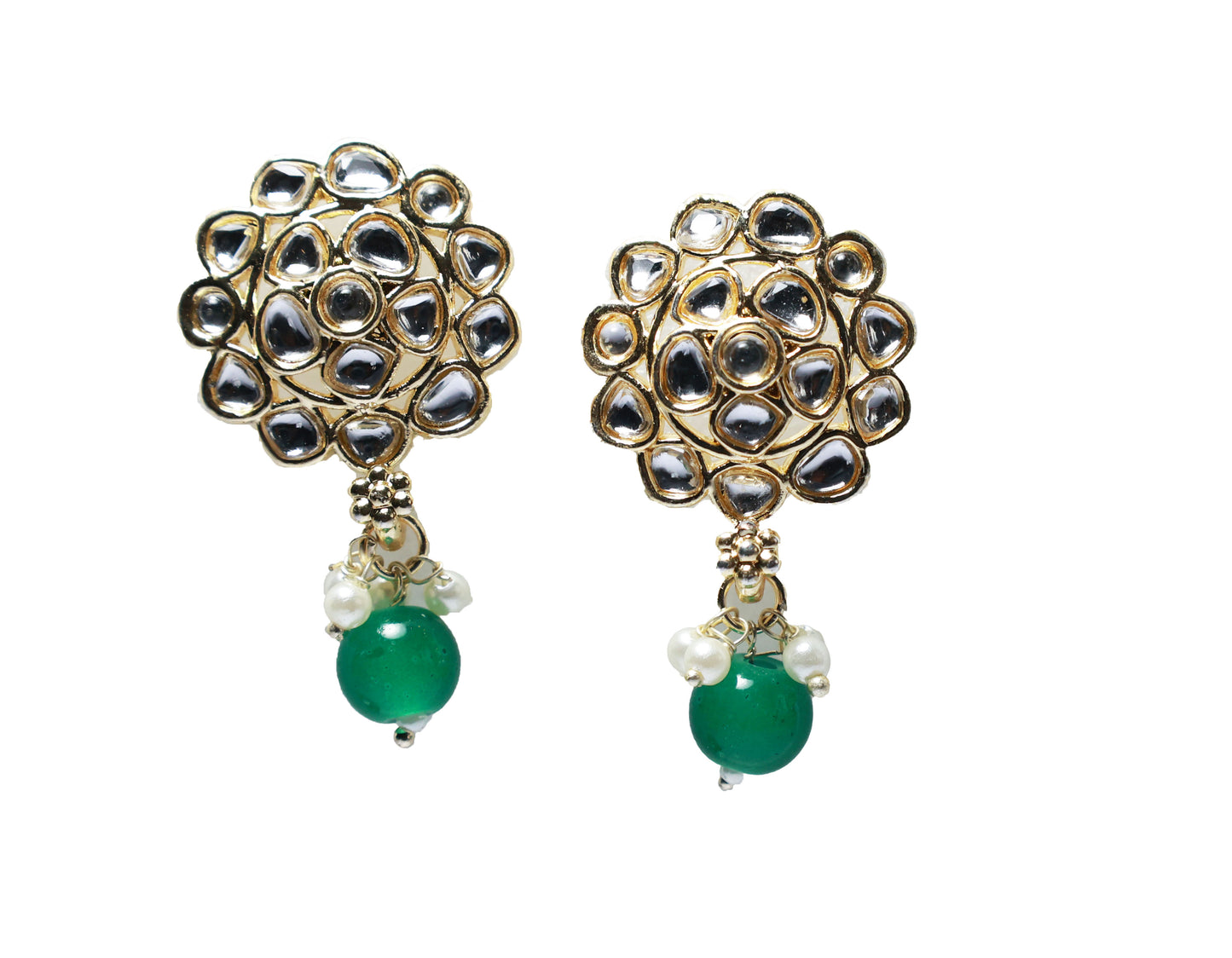Gold Toned Kundan Studded Drop Earring