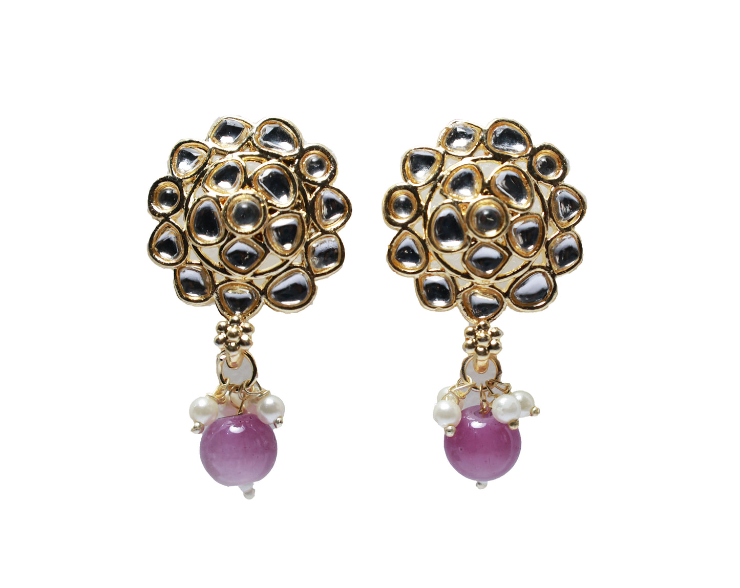 Gold Toned Kundan Studded Drop Earring