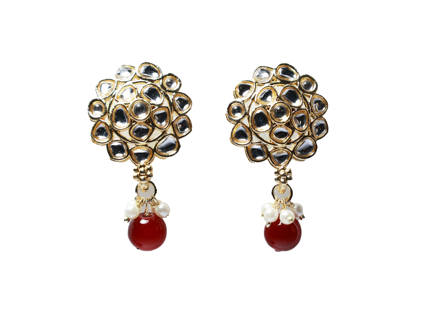 Gold Toned Kundan Studded Drop Earring