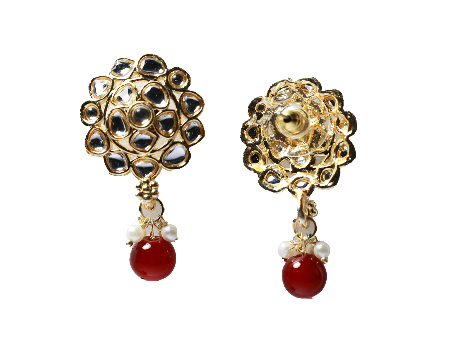 Gold Toned Kundan Studded Drop Earring