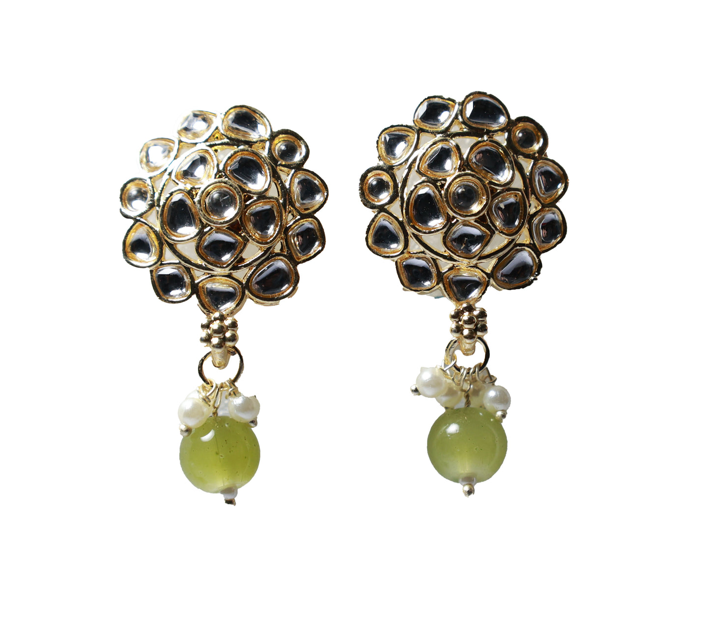 Gold Toned Kundan Studded Drop Earring