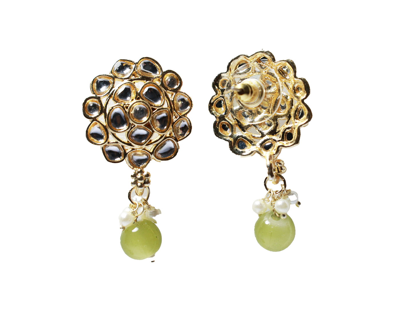 Gold Toned Kundan Studded Drop Earring