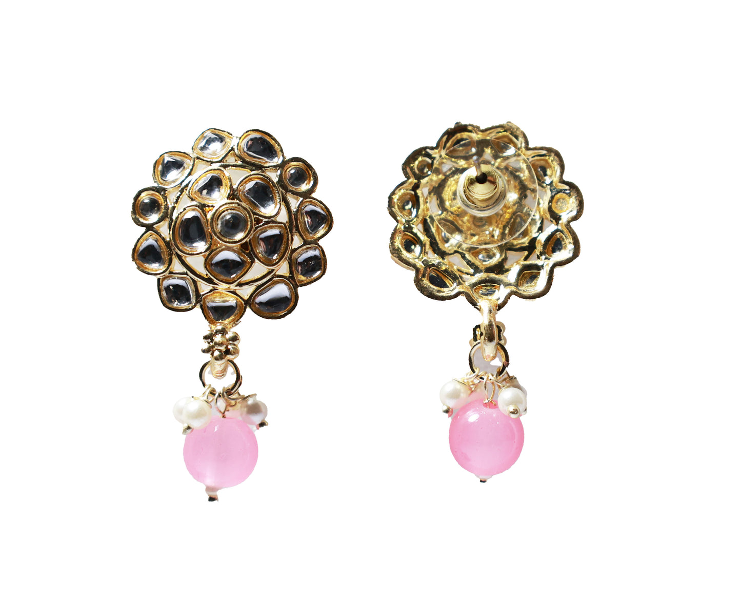Gold Toned Kundan Studded Drop Earring