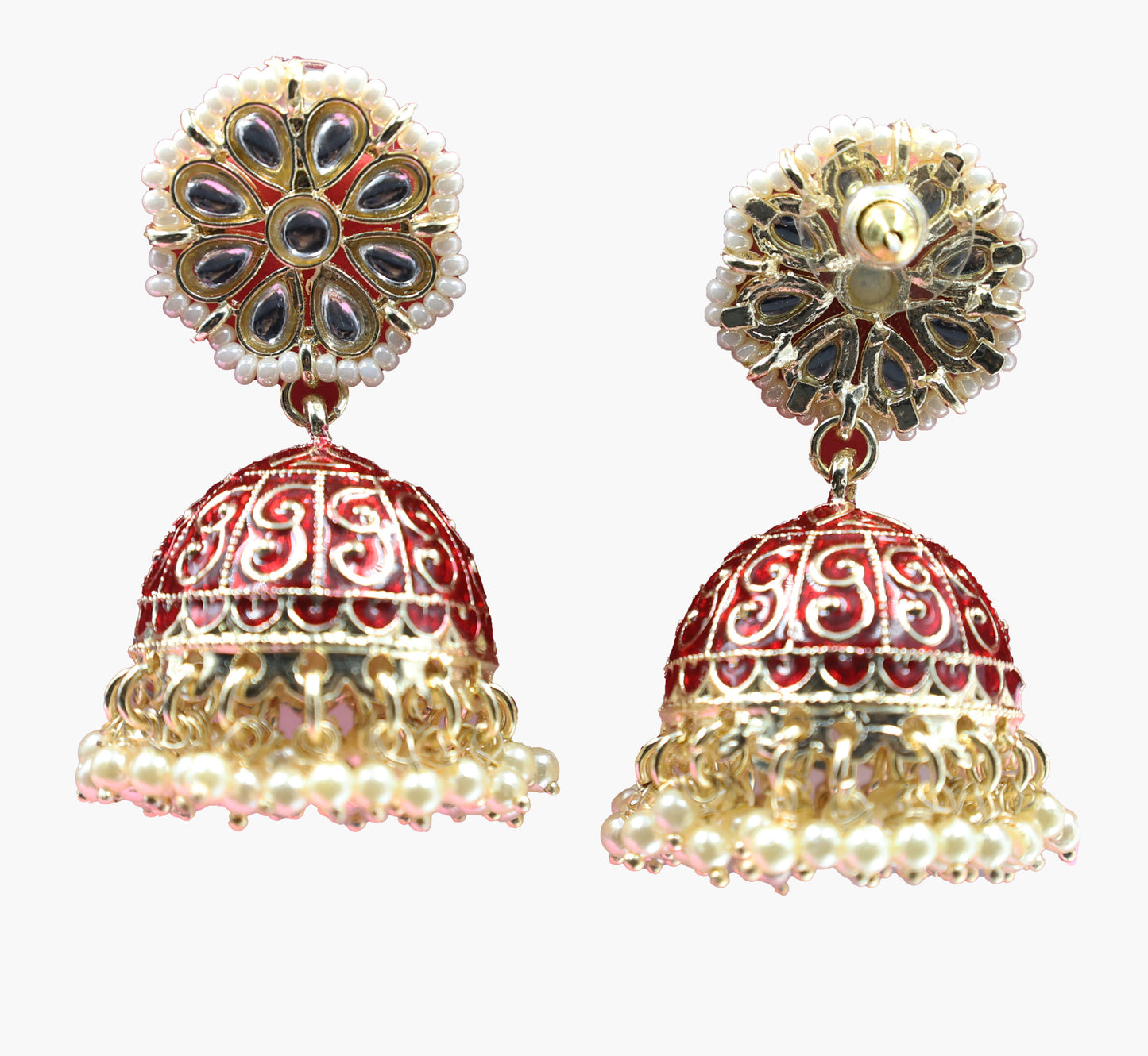Kundan Beads Earring With Gold Plating Maroon