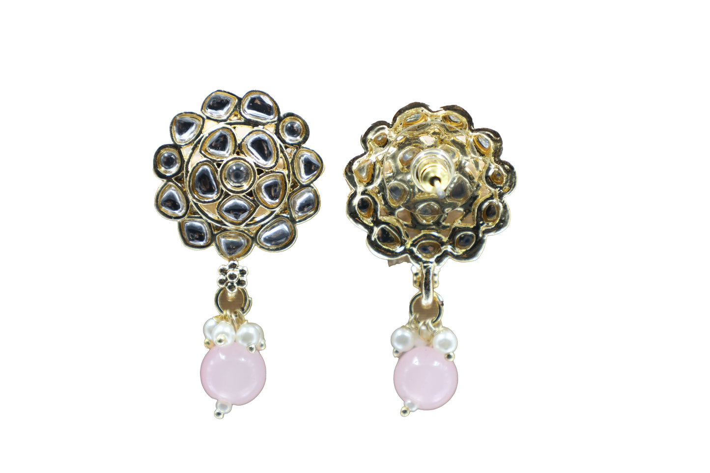 Gold Toned Kundan Studded Drop Earring