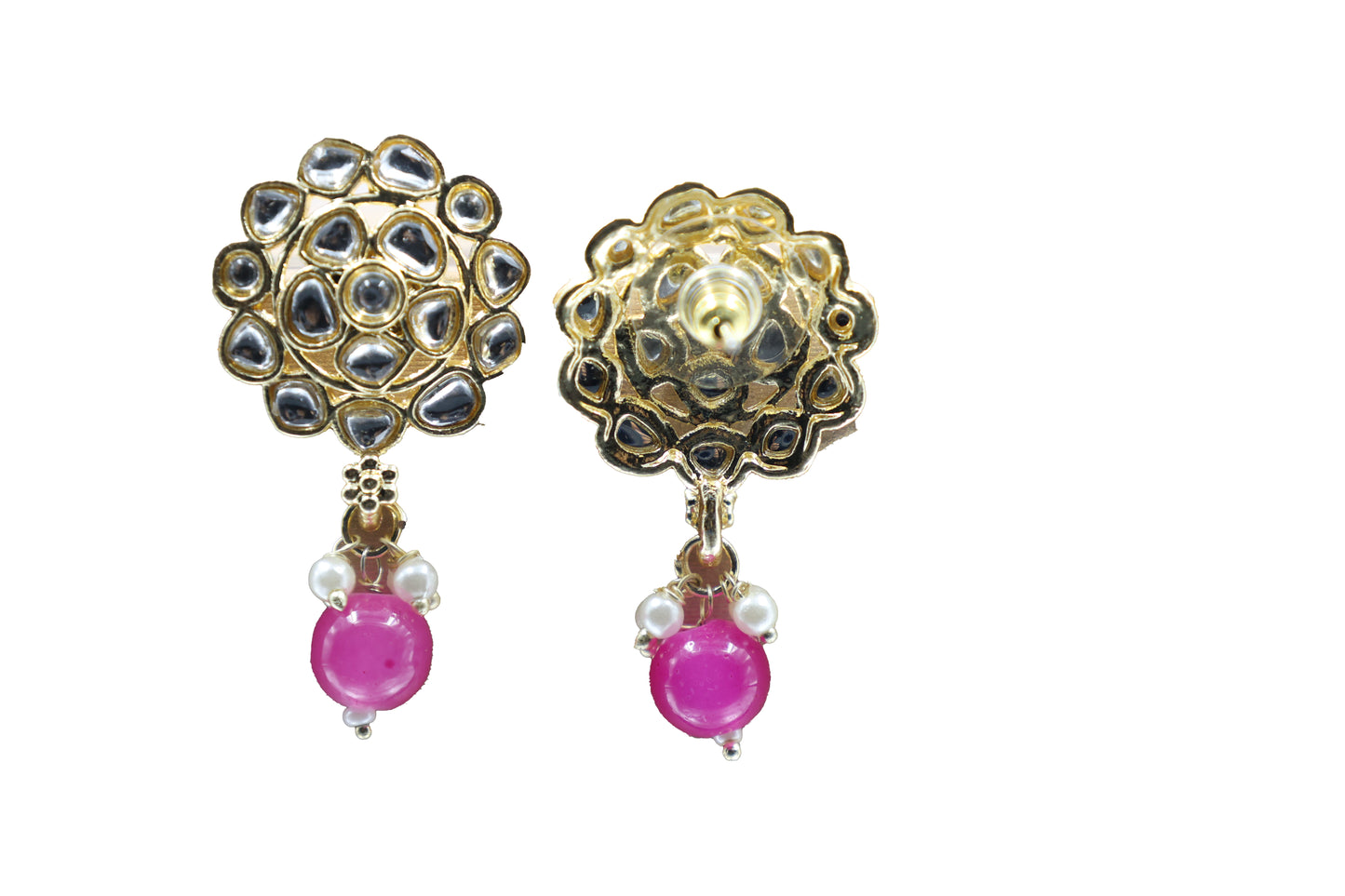 Gold Toned Kundan Studded Drop Earring