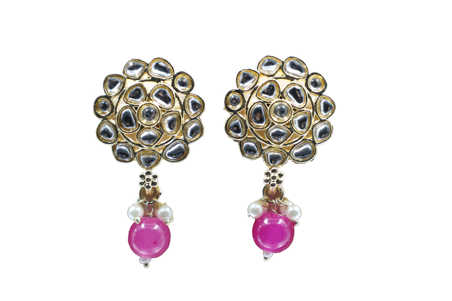 Gold Toned Kundan Studded Drop Earring