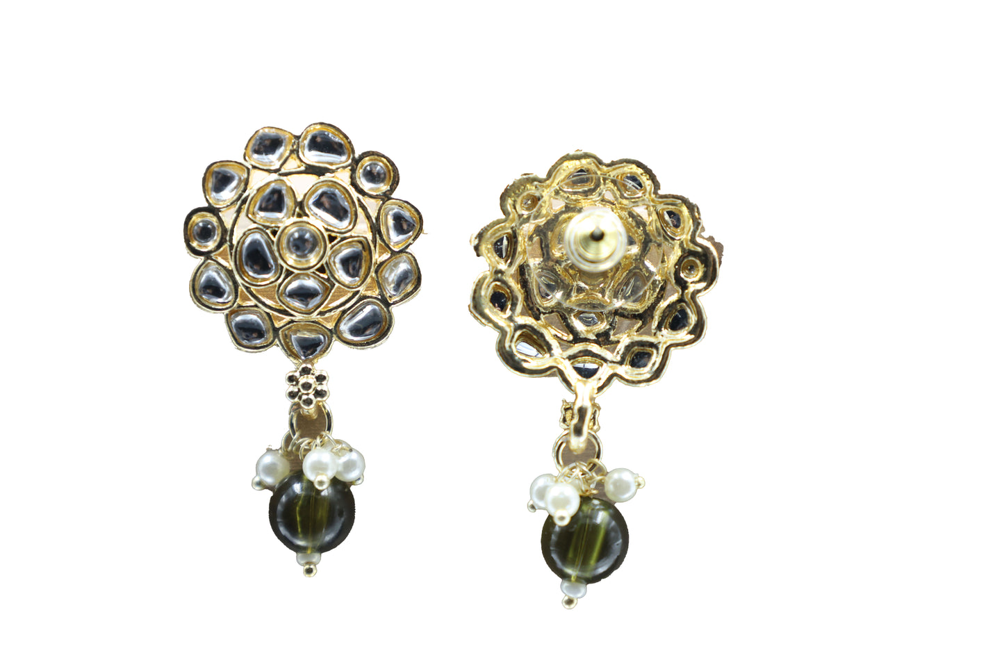 Gold Toned Kundan Studded Drop Earring