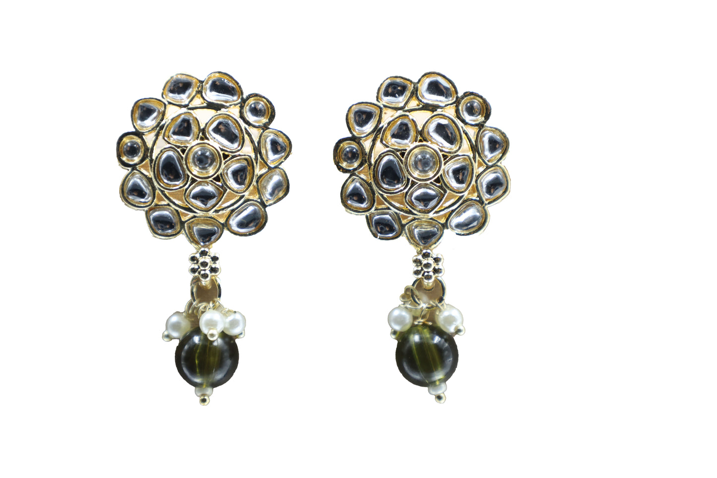 Gold Toned Kundan Studded Drop Earring