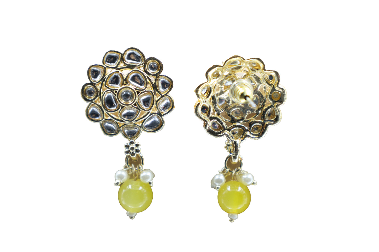 Gold Toned Kundan Studded Drop Earring