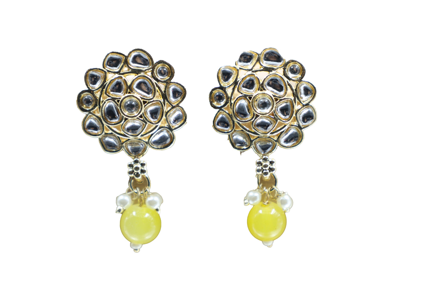 Gold Toned Kundan Studded Drop Earring