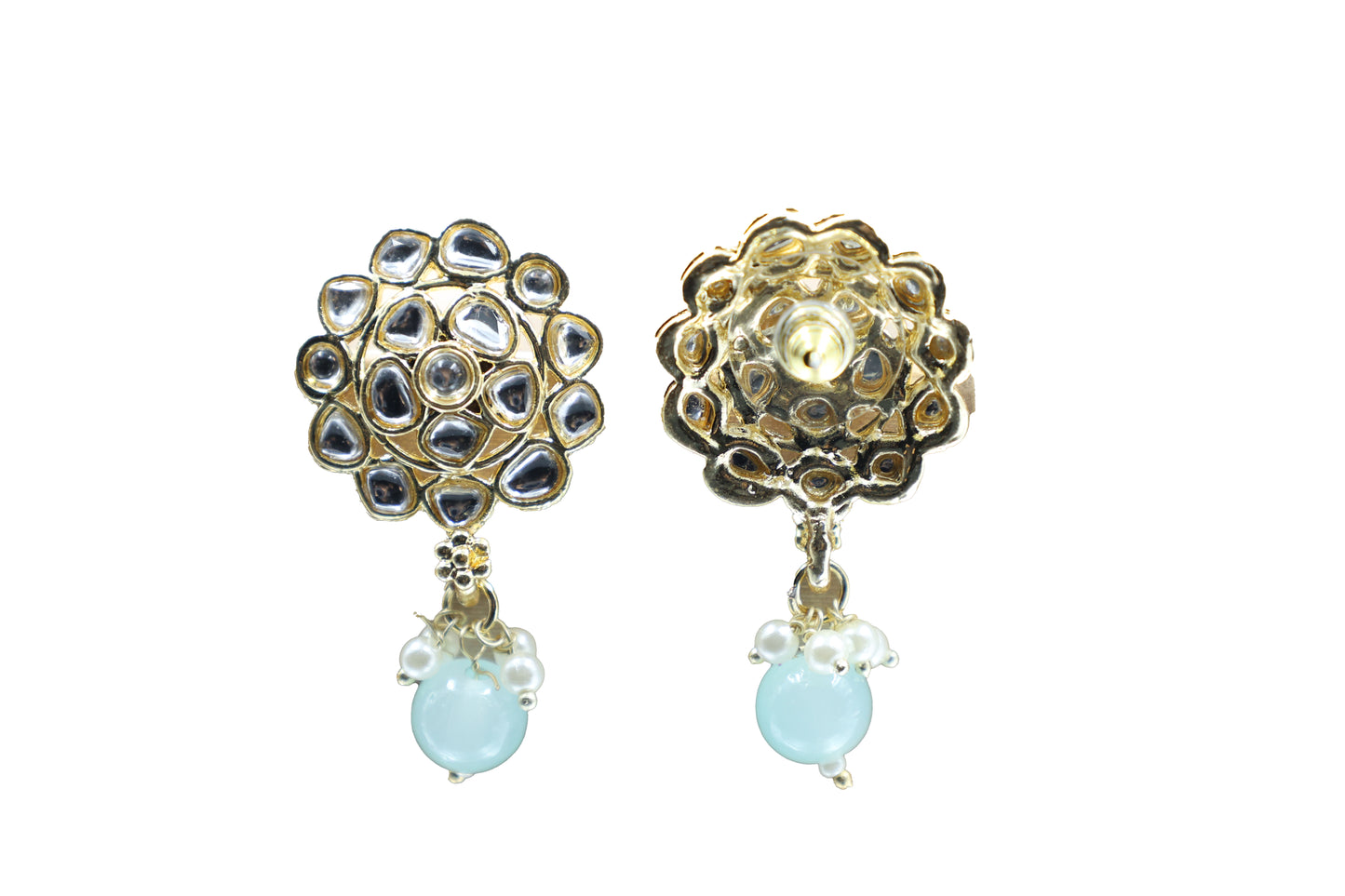 Gold Toned Kundan Studded Drop Earring