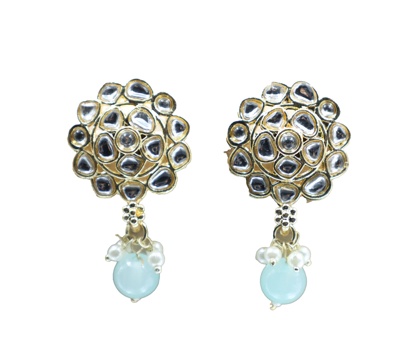 Gold Toned Kundan Studded Drop Earring