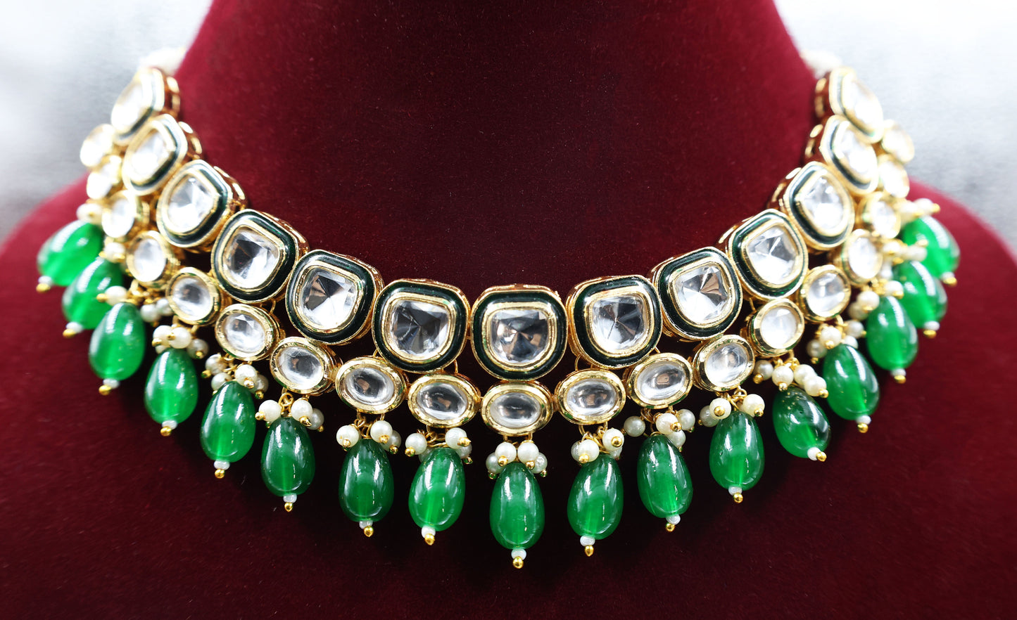 Emerald Elegance Kundan Set