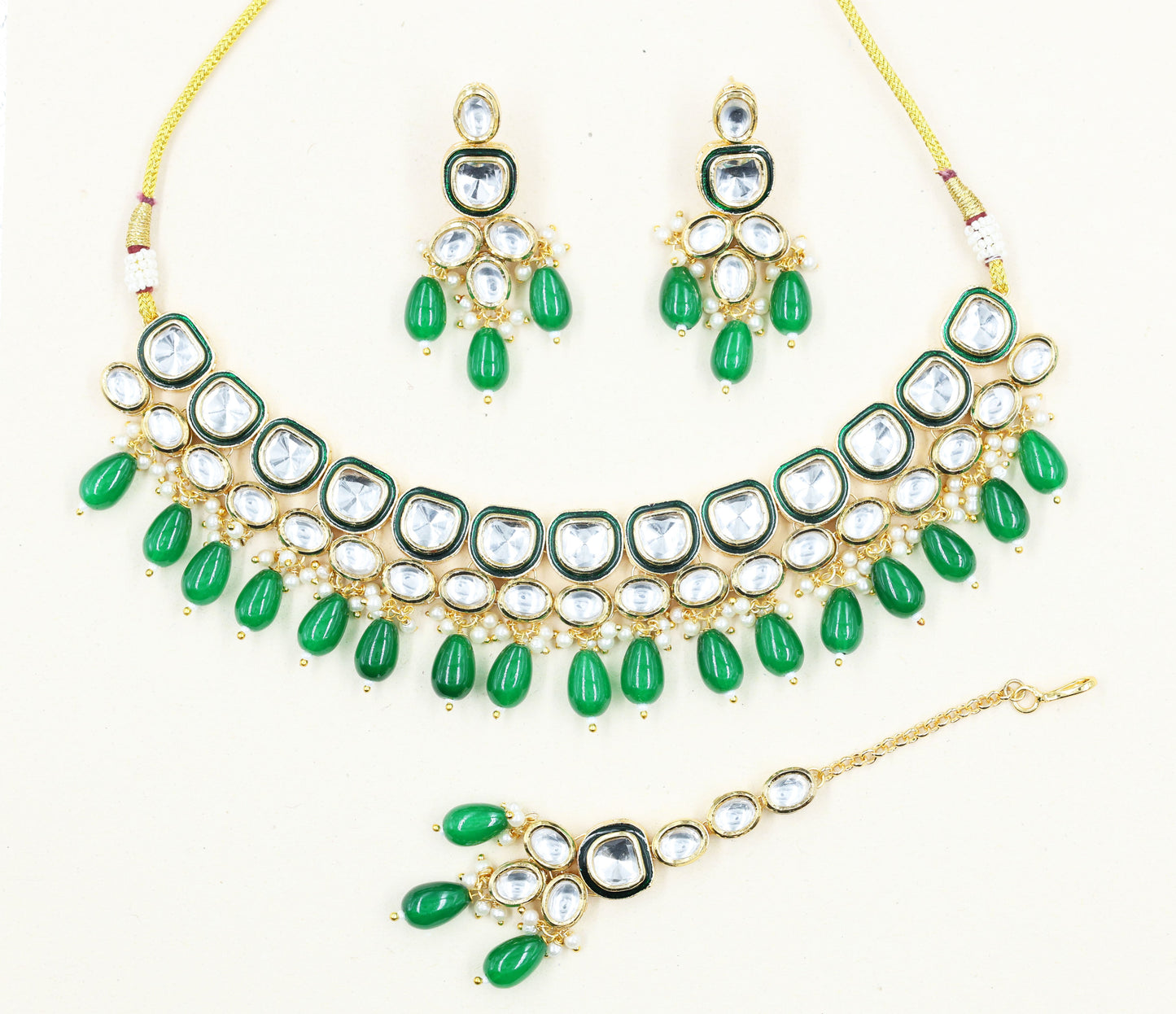 Emerald Elegance Kundan Set