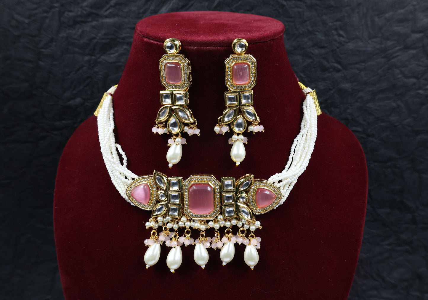 Gold-Plated Kundan Studded Jewellery Set