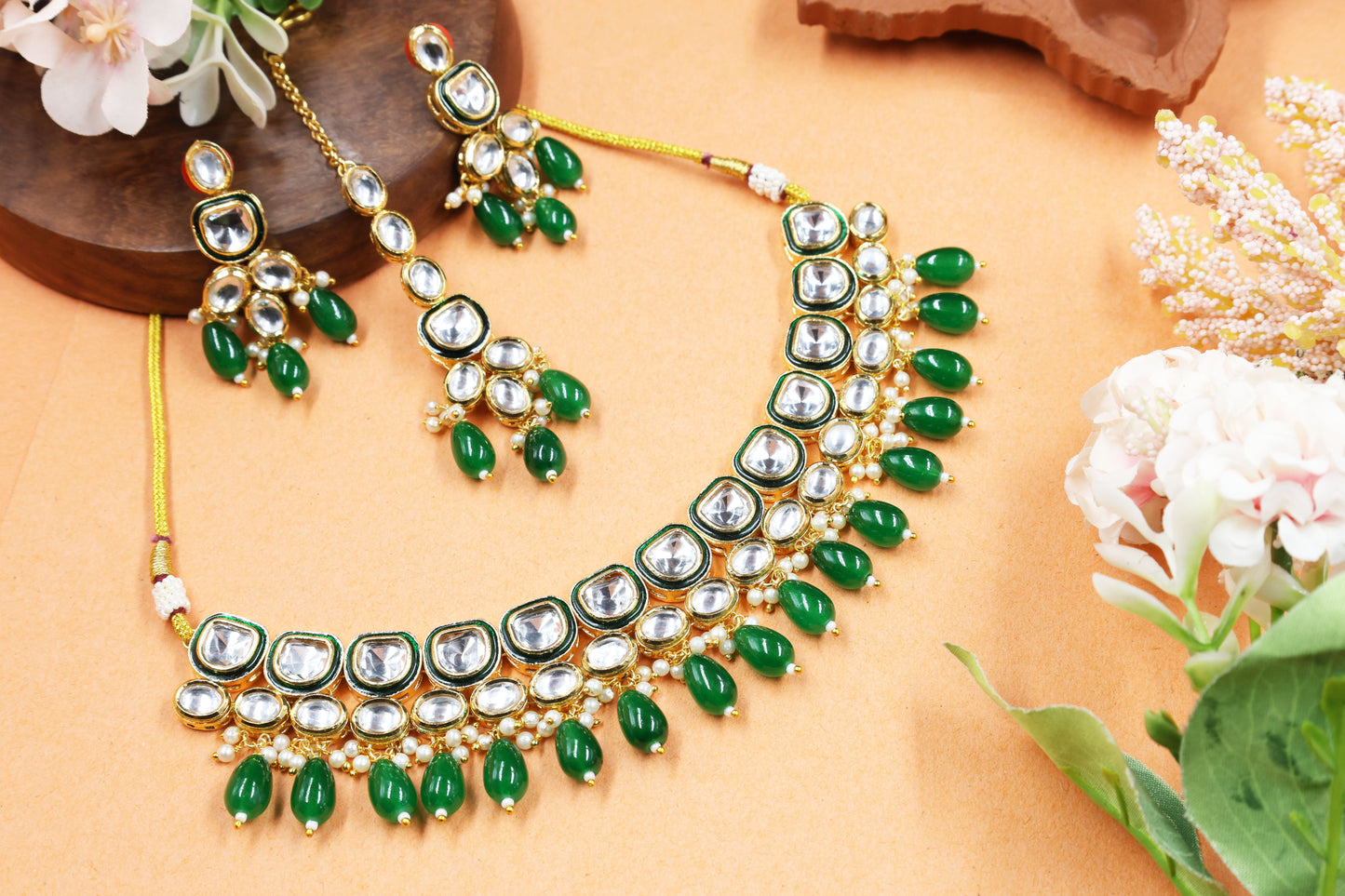 Emerald Elegance Kundan Set