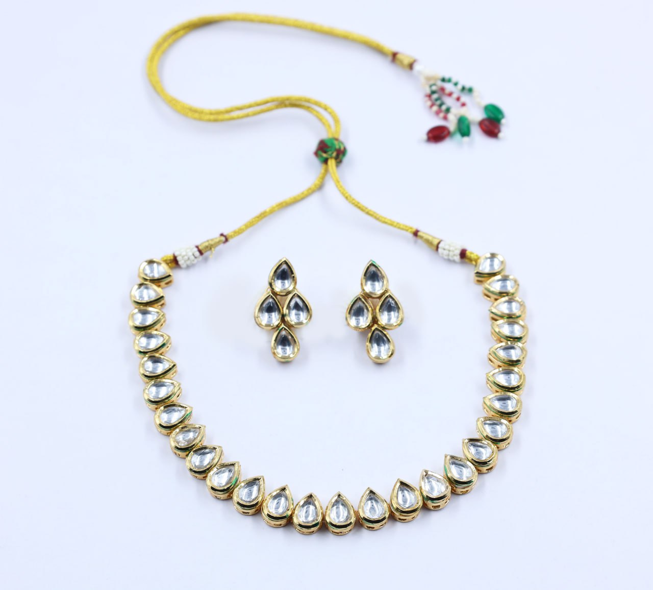 Golden Teardrop Kundan Set
