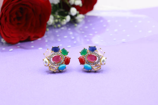 Stunning Navaratna Stone Earring